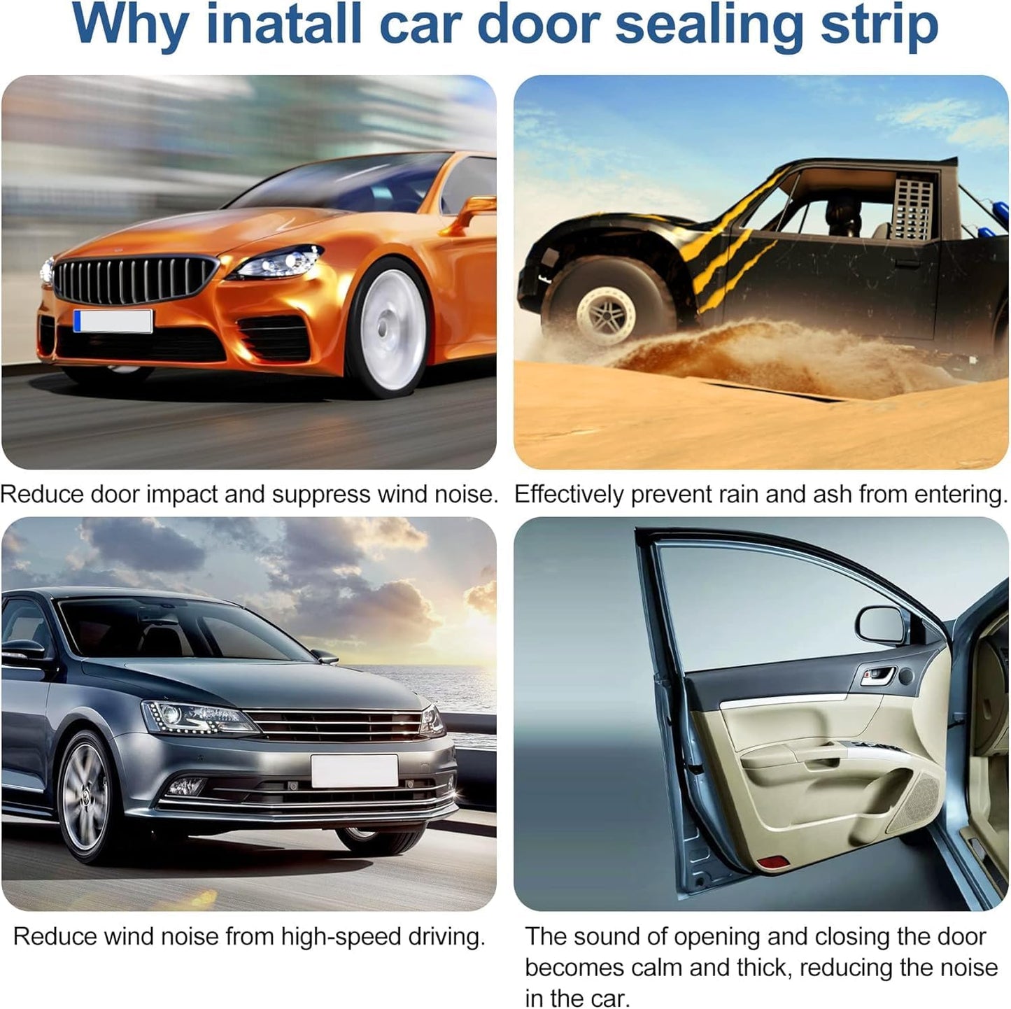 Automotive Door Weather Stripping 50Ft Car Door Rubber Edge Trim Seal Strip Gasket with Side Bulb for Car Bus Camper Boat RV Truck Doors