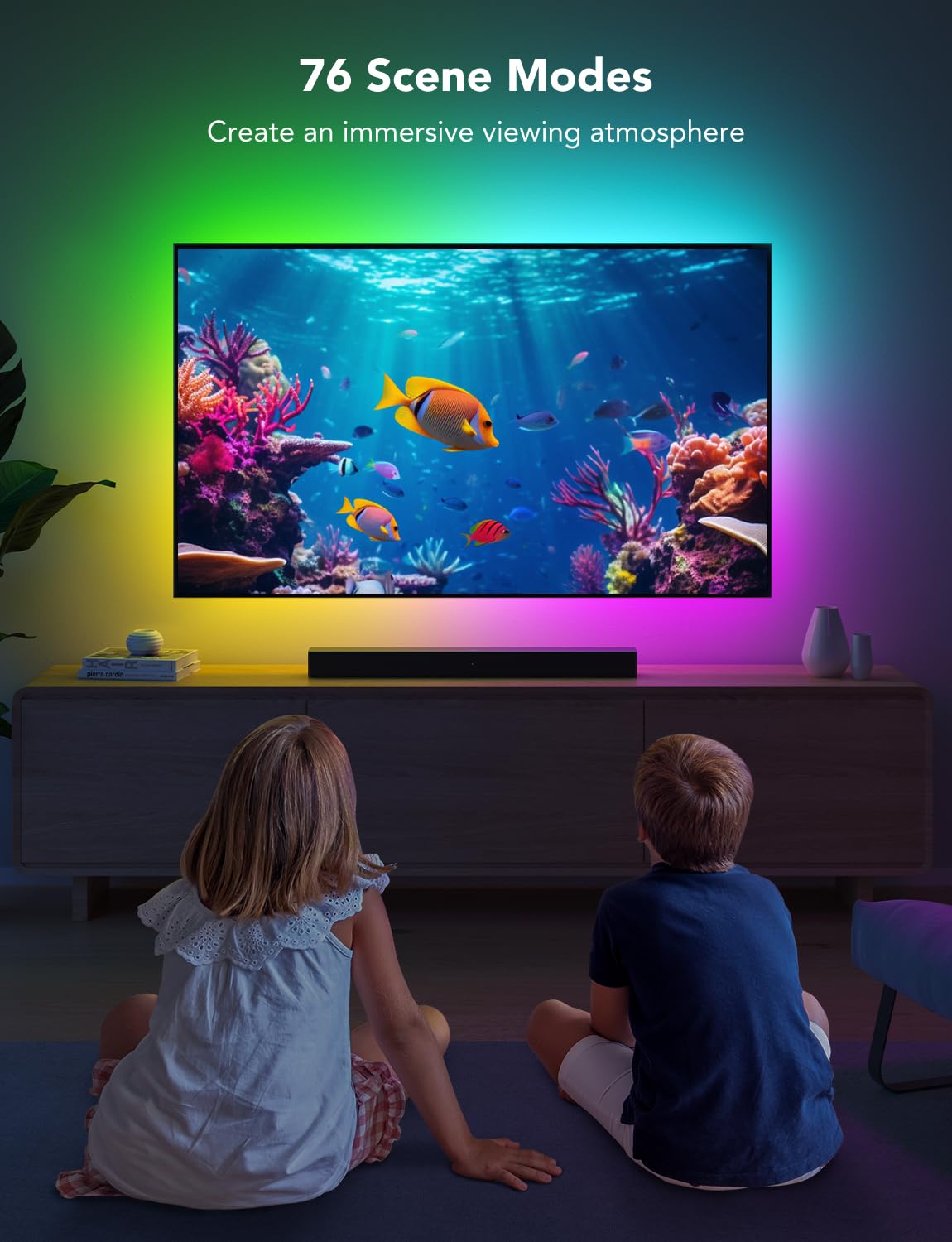 Govee Rgbic Smart Led Backlight Strip For 40-50 Inch Tvs, Music Sync, Wi-Fi & Bluetooth, Multicolor, H6167