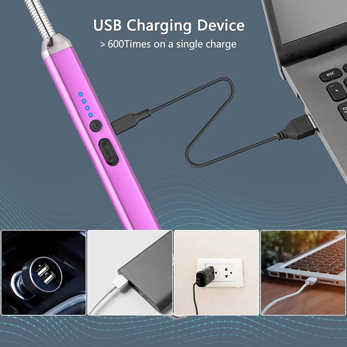 MEIRUBY Electric Candle Lighter, Valentine's Day Gifts for Women Mom Men Wife, USB Arc Rechargeable Windproof Long Lighter for Candle BBQ Birthday Housewarming Gift Idals