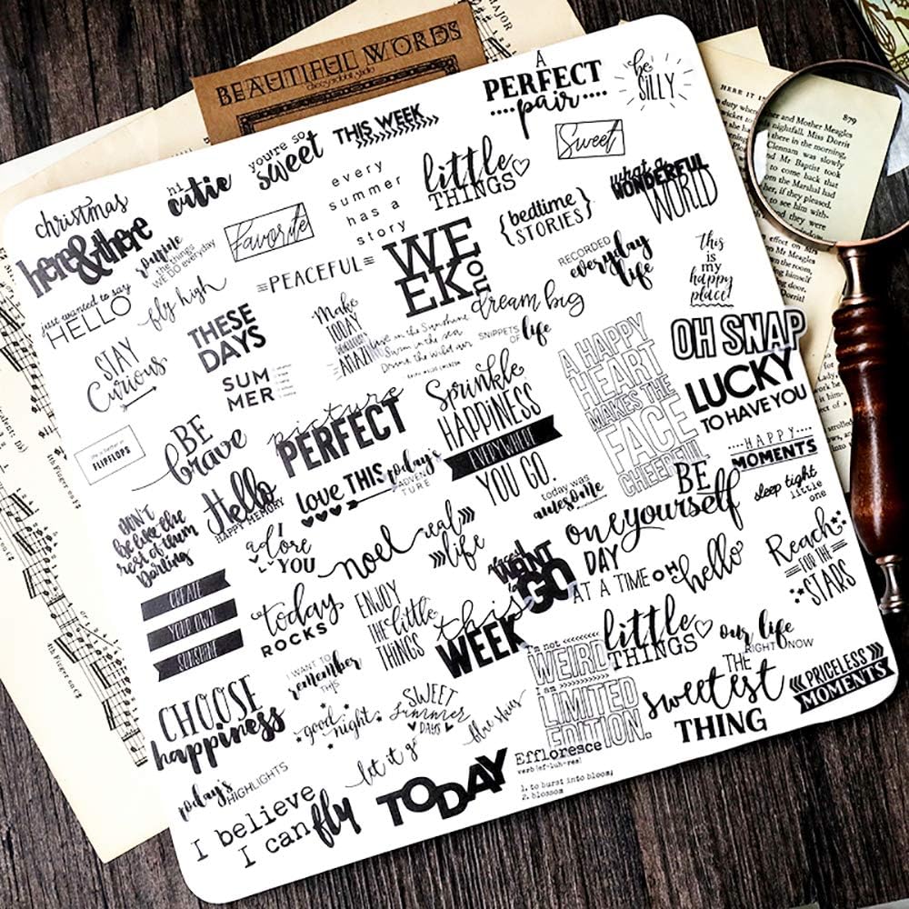 Doraking 90PCS Vintage Nice Words Sentences Sweet Happiness Stickers for Decoration Laptop Scrapbook Windows - Doraking No-Repeat Vintage Words Stickers
