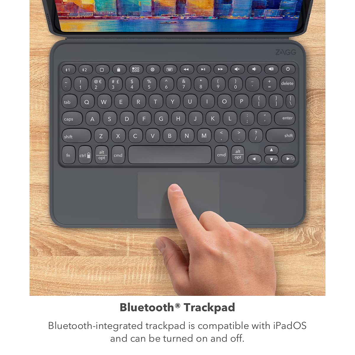 Zagg Pro Keys Wireless Keyboard With Trackpad And Detachable Case - Compatible With The Apple Ipad 10.2(Gen 9,8,7) - Charcoal