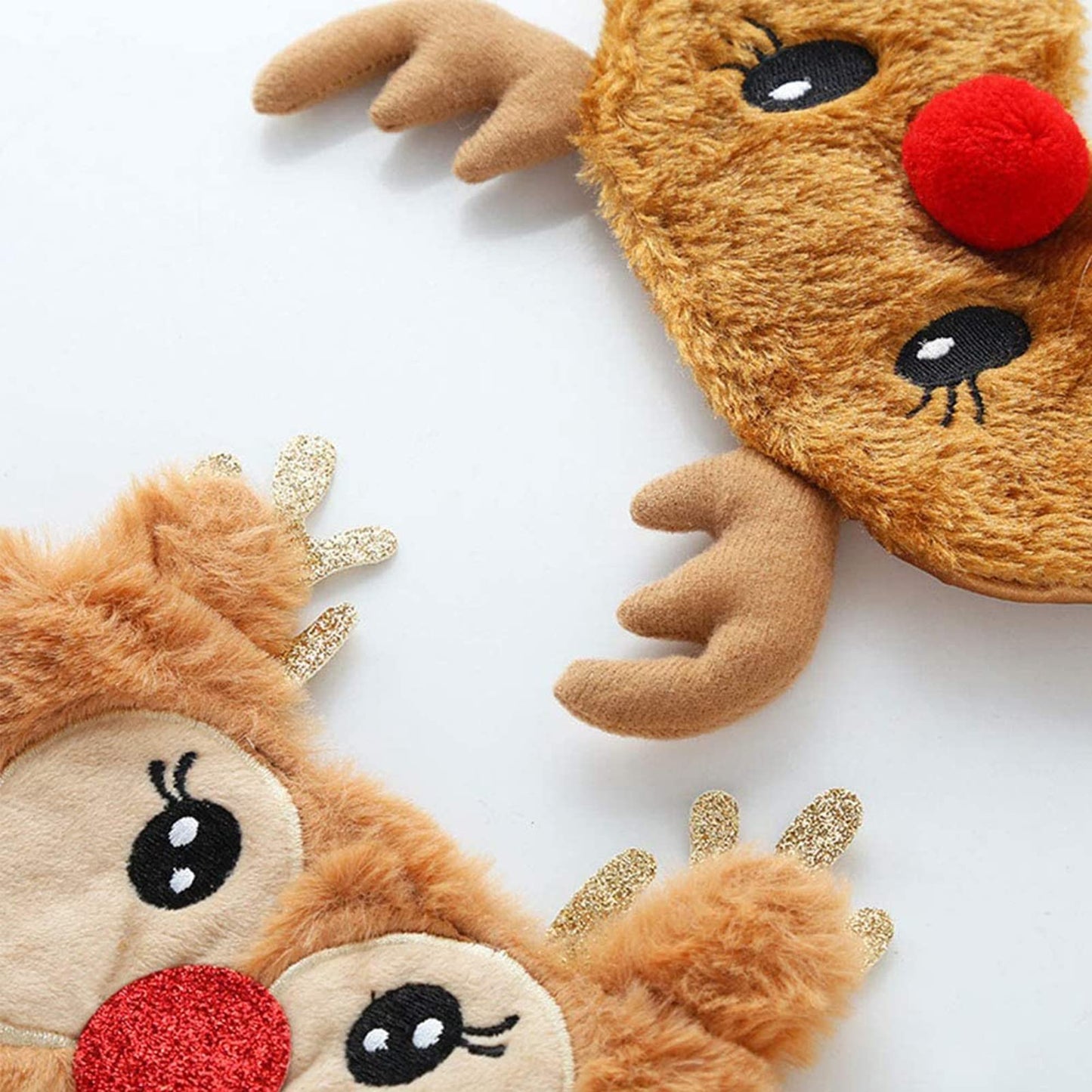 Ulbemoll Cute Reindeer Sleeping Mask, Soft Fluffy Plush Blindfold Funny Novelty Christmas Rudolph Sleep Mask Eye Cover Eyeshade for Kids Girls Boys Women Men Night Nap Travel (Brown, Reindeer)
