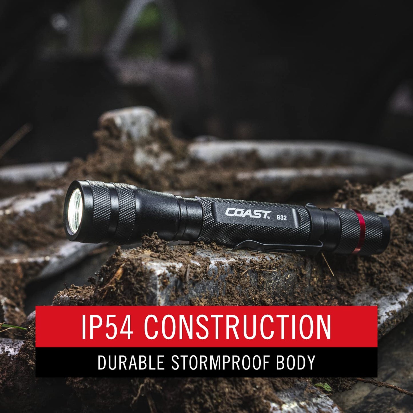 Coast G32 Flashlight - 465 Lumens, Pure Beam, Twist Focus, Aluminum, 10.4X4.5X1.25, Black, Model 20484