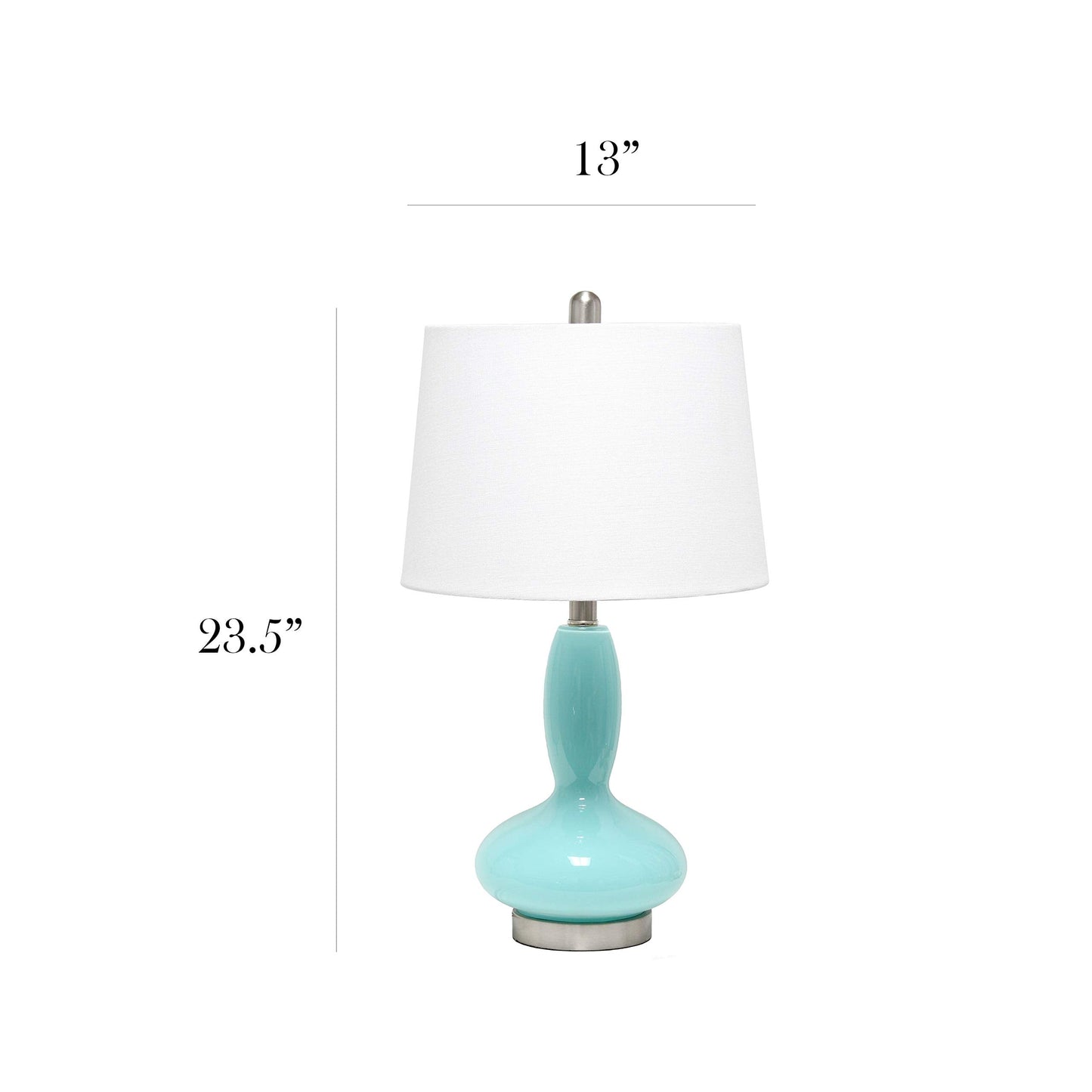Elegant Designs LT3315-SEA Curved Glass Table Lamp, Seafoam, Contemporary Style, Glass Material