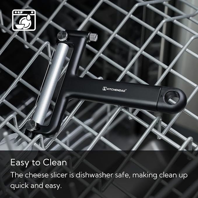 KITCHENDAO Adjustable Wire Cheese Slicer Cutter, 50% Stronger Wires with 2nd Gen Wire Fixing Mechanism, Adjustable Hand-Held Wire Cheese Cutter, Quick Replacement, Dishwasher Safe, with 3 Extra Wires