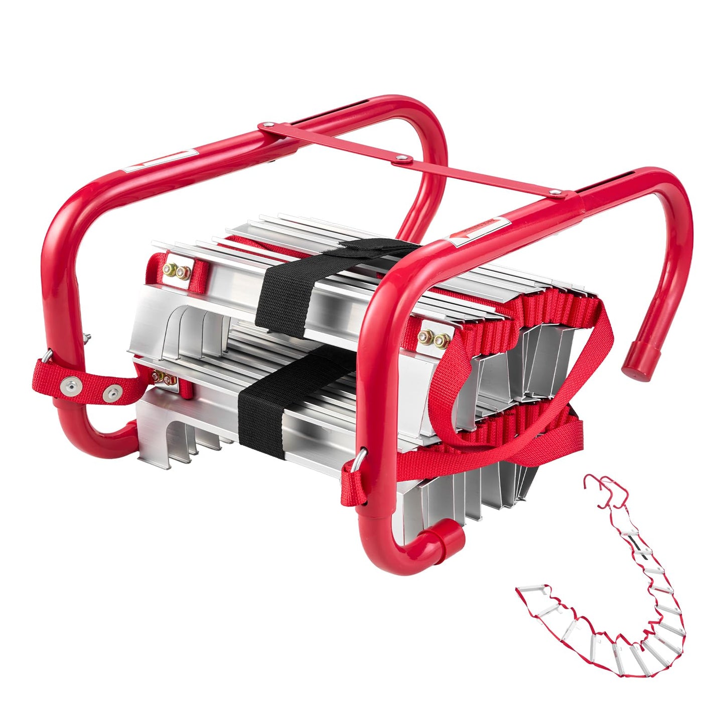 VEVOR Fire Escape Ladder, 2-Story 13FT Retractable Emergency Fire Ladder, Lightweight Aluminum Alloy Safety Escape Ladders with Sturdy Polyester Strap, Anti-Slip Rung & Wide Steps, 1000LBS Max Loading
