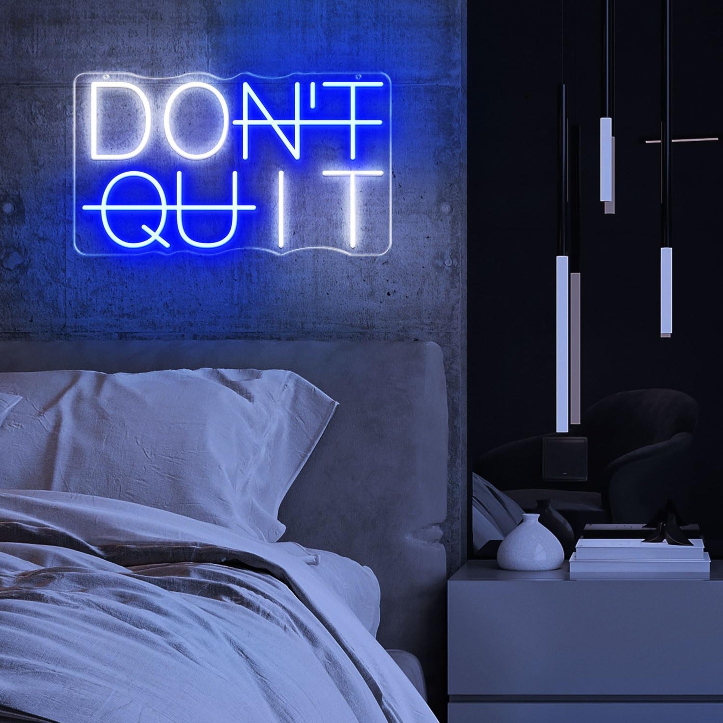 DON'T QUIT Neon Signs for Wall Decor, Dimmable LED Neon Light Sign, Words Led Lights for Bedroom Man Cave Office Gym Party Gamer Room Decorations, Powered by USB Wall Decor Aesthetic