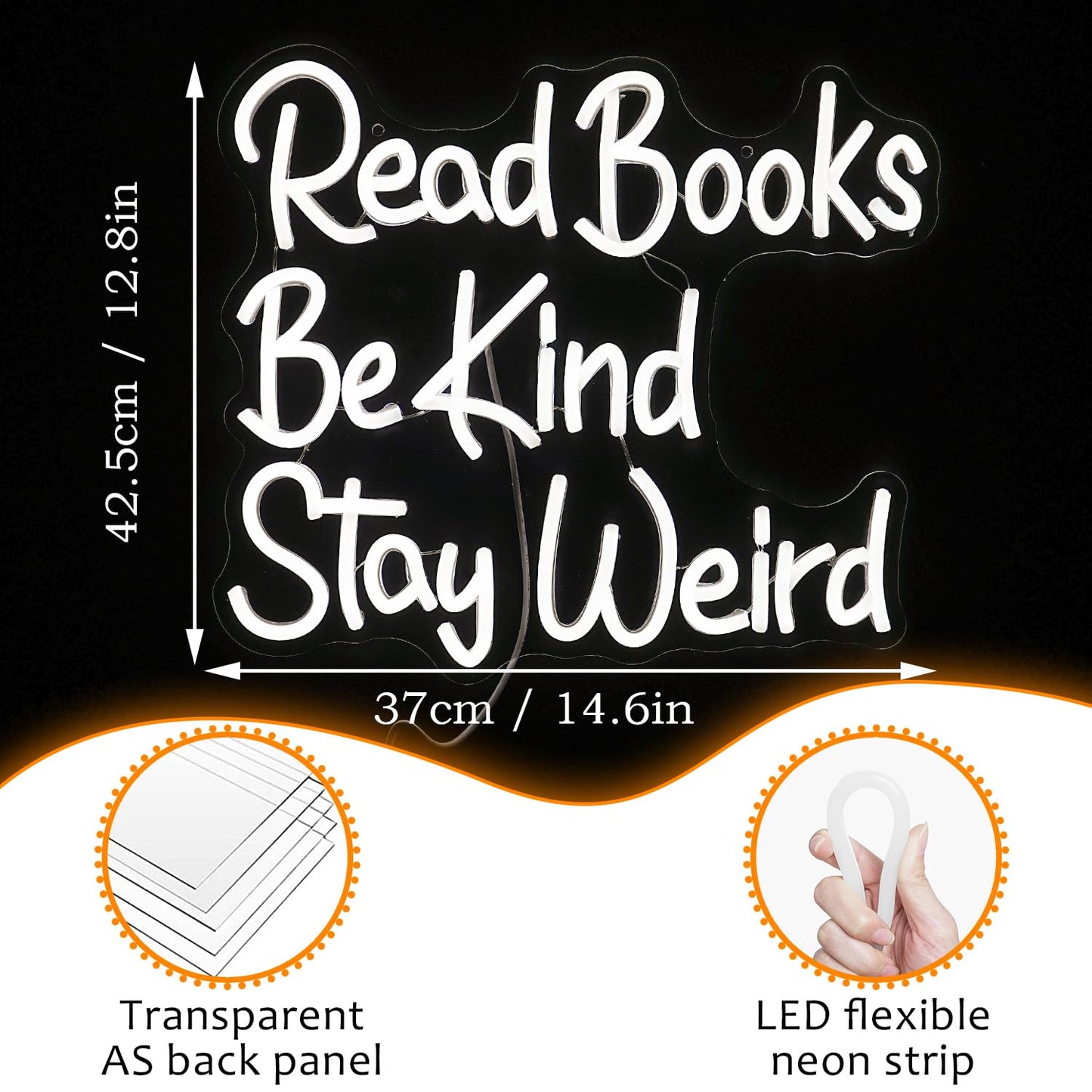 Lisignve Led Neon Sign - Read Books Be Kind Wall Decor, Dimmable, Usb Powered, 14.17X13, White