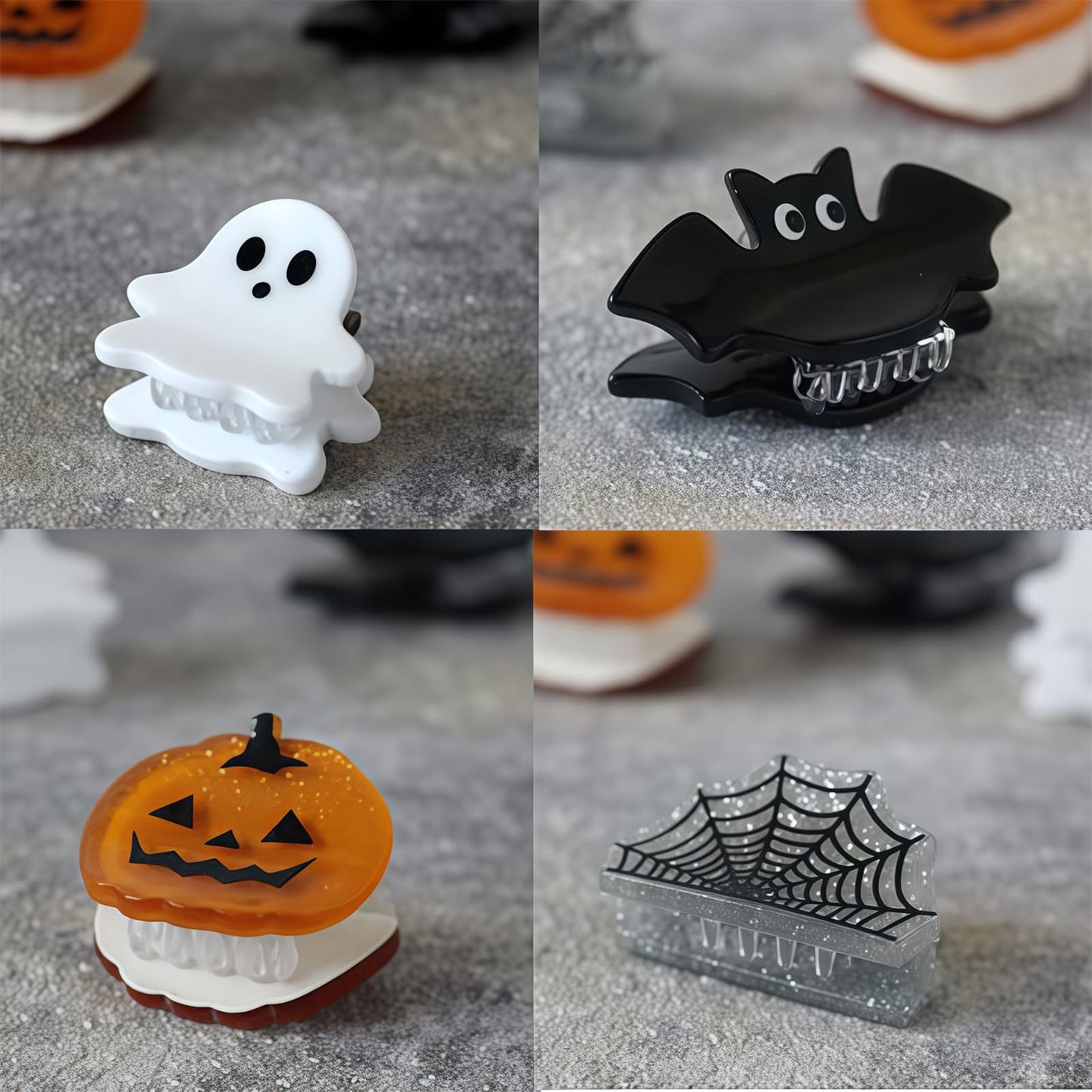 8Pcs Halloween Hair Claw Clips Mini Hair Clips for Women Cute Pumpkin Ghost Bat Spider Web Girls Hair Accessories Small Hair Cli