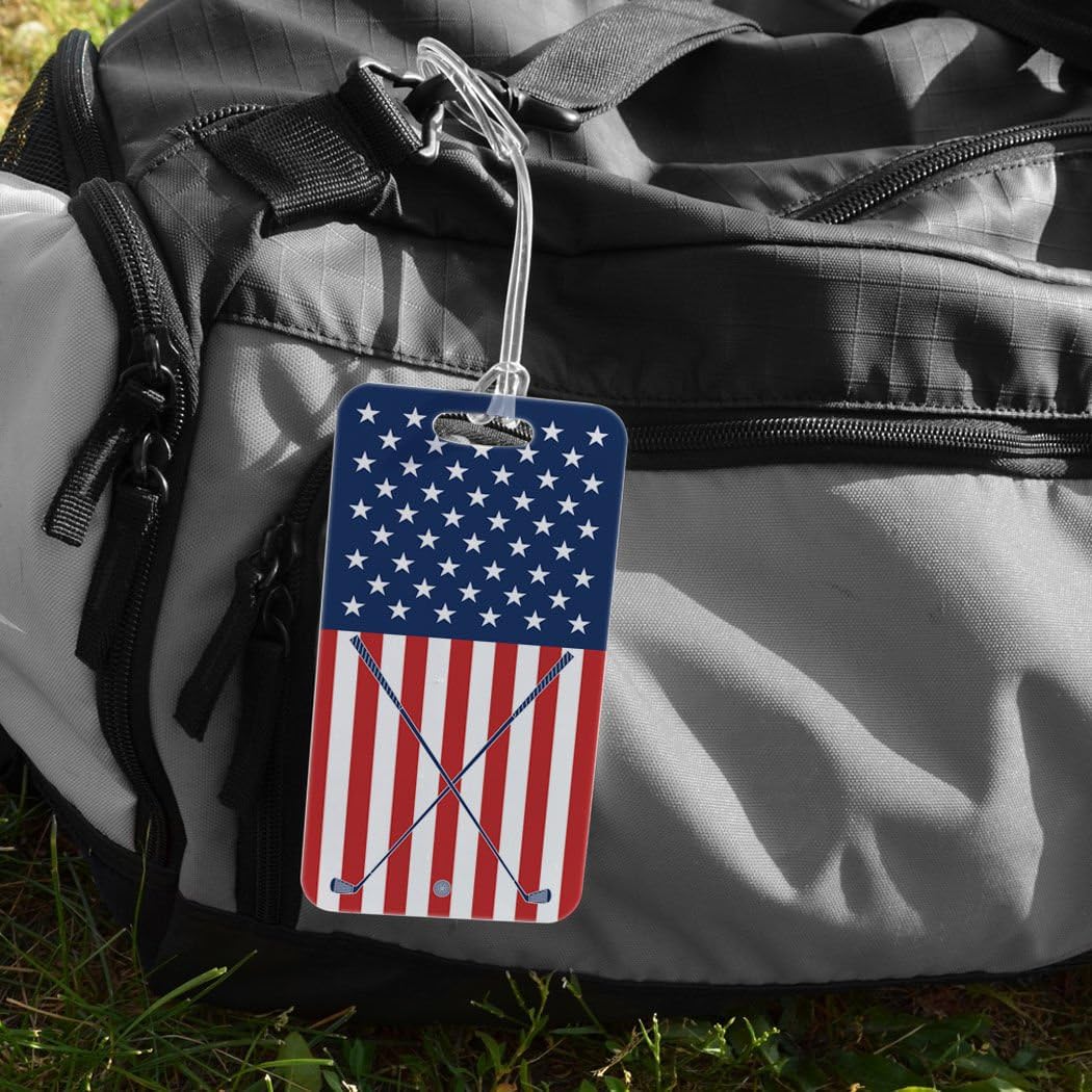 ChalkTalkSPORTS Golf Luggage & Bag Tag | USA Golfer | Standard Lines on Back | Large