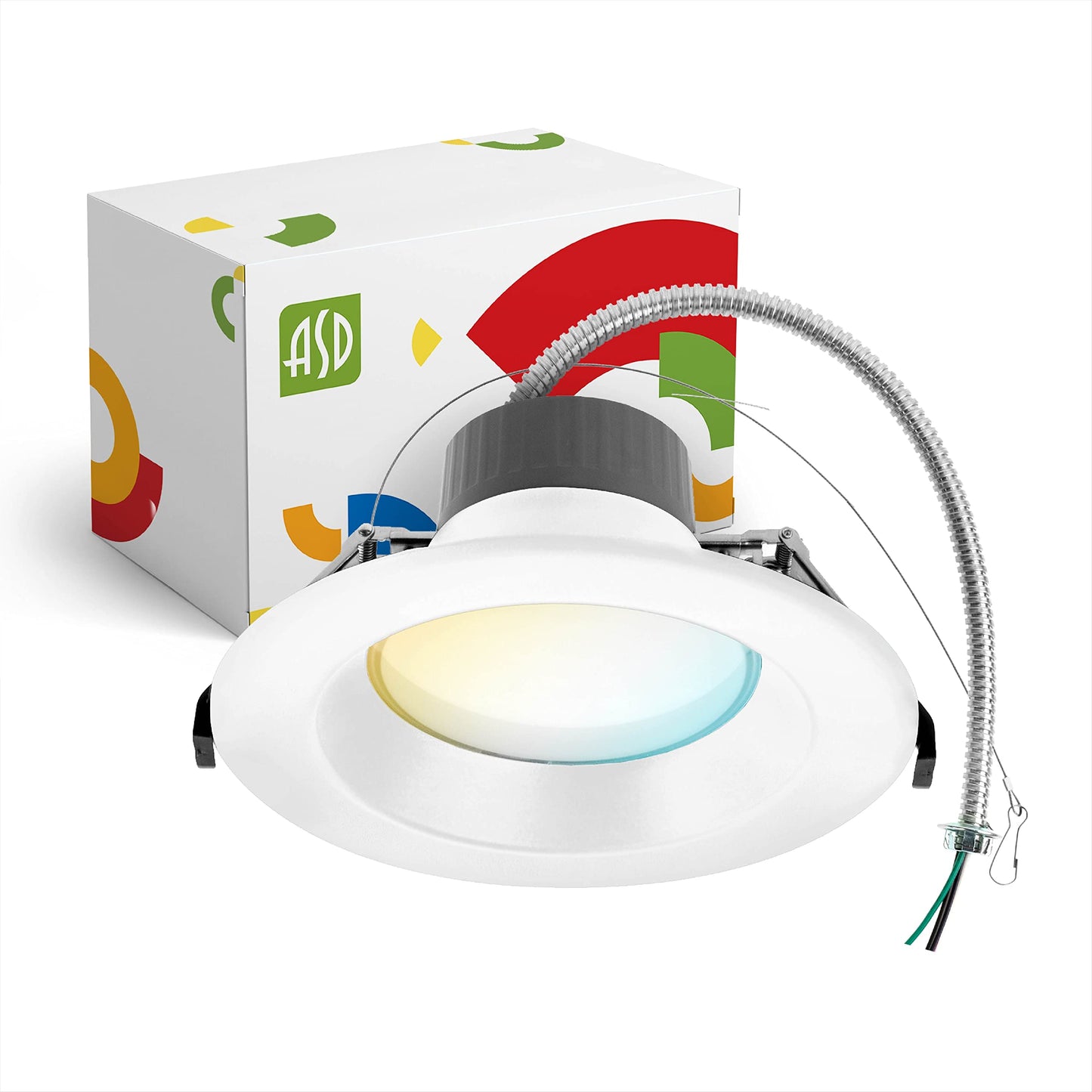 Asd 6 Inch Commercial Canless Led Downlight  Power Adjustable 10/15/22W Lighting  Round Dimmable Recessed Ceiling Light Fixture  5 Color Temperatures 2700K-5000K  120-277V Ic Rated Ul & Energy Star