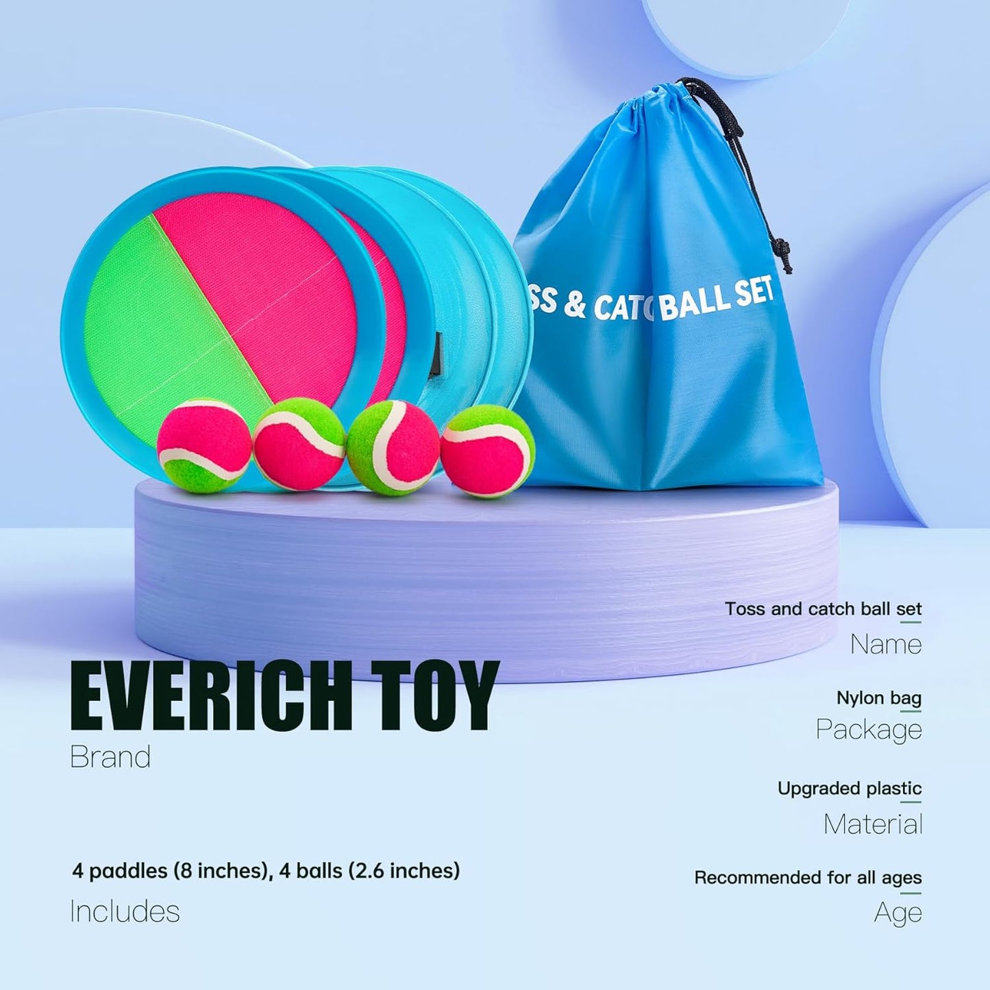EVERICH Upgraded Toss and Catch Ball Game Set, Outdoor Games for Kids Toys, Stocking Stuffers for Family Games, Beach Pool Yard Outside Toys for Boys Girls 3 4 5 6 7 8-12 Years Old