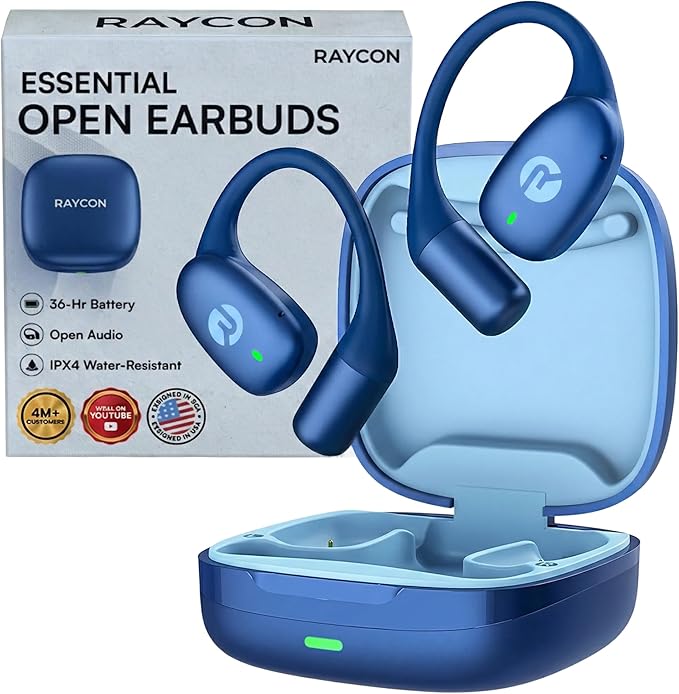 Raycon Essential Open Ear Earbuds – Open Ear Headphones, Earbuds Wireless Bluetooth, Sweat & Water-Resistant Earphones, Ru...