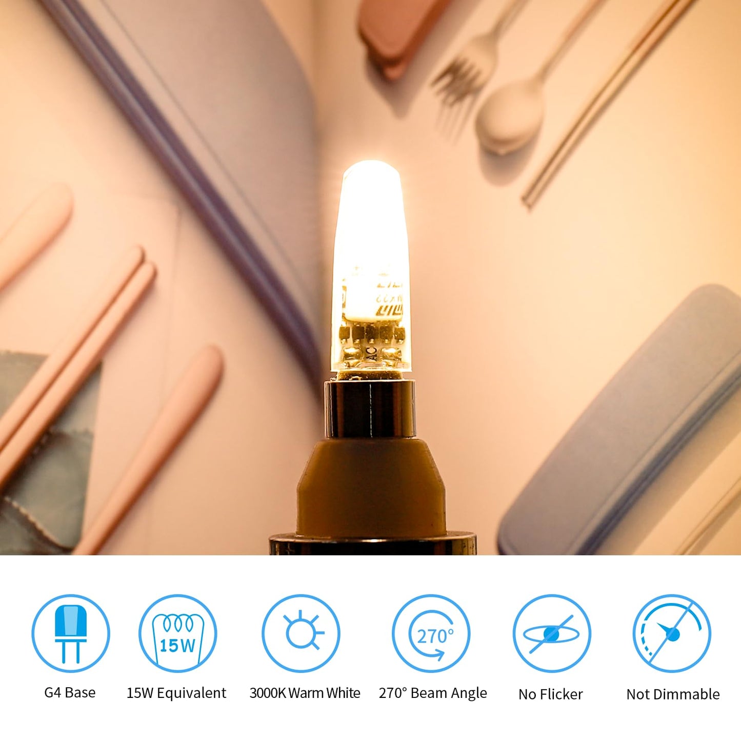 Valucky G4 Led Bulb  Ac120V G4 Bi-Pin Light Bulbs  Warm White 3000K  110Lm 1.2W Equivalent To 10W-20W Halogen Lamps  Flicker Free  Non-Dimmable  For Home Lighting  Kitchen Hood  10 Pack
