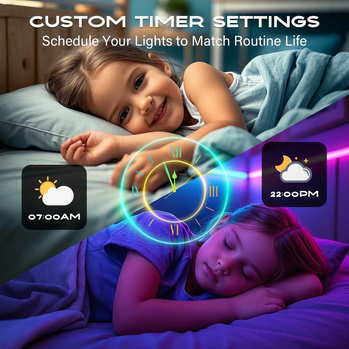 CHARKEE LED Strip Lights 130ft, Dimmable RGB Color Changing, Bluetooth, Flexible for Bedroom, Multicolor, Model BCH55NW18D2P