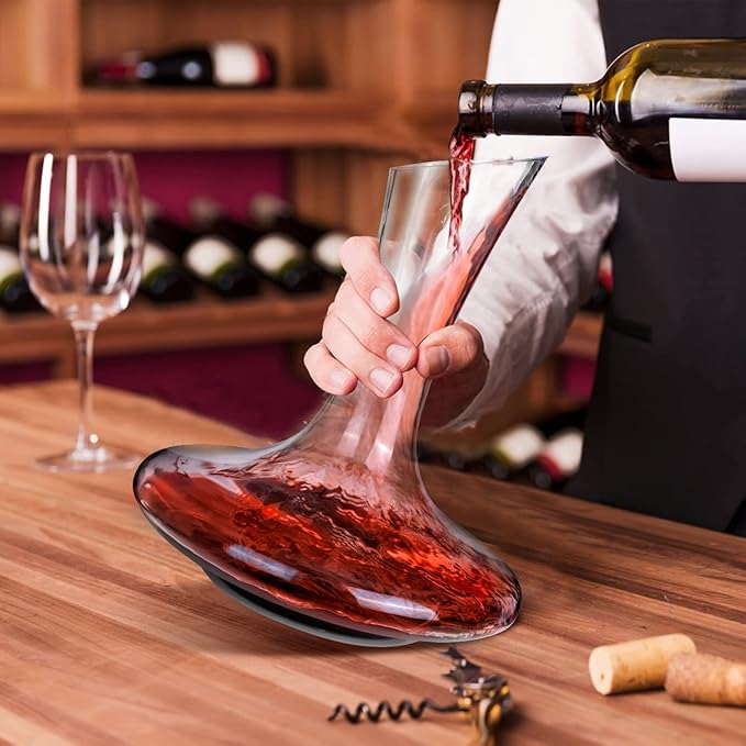 Wine Decanters, Crystal Glass Red Wine Decanter Set With Stopper and Brush,Used Aerator,Glass Carafe Accessories,Gifts(1800ml)