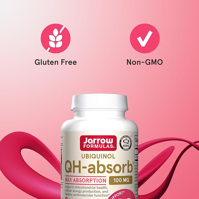 Jarrow Formulas QH-Absorb 100 mg Max Absorption- CoQ10 Ubiquinol- Up to 60 Servings (Softgels) - Supports Mitochondrial Health, Cellular Energy Production & Healthy Cardiovascular Function, Pack of 12