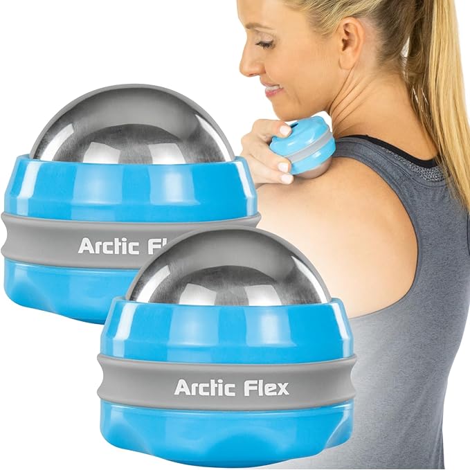Arctic Flex Cold Massage Roller Ball (2 Pack) - Cryoball Massage Hand Ice Ball - Sore Muscle Cold Therapy - Deep Tissue De...
