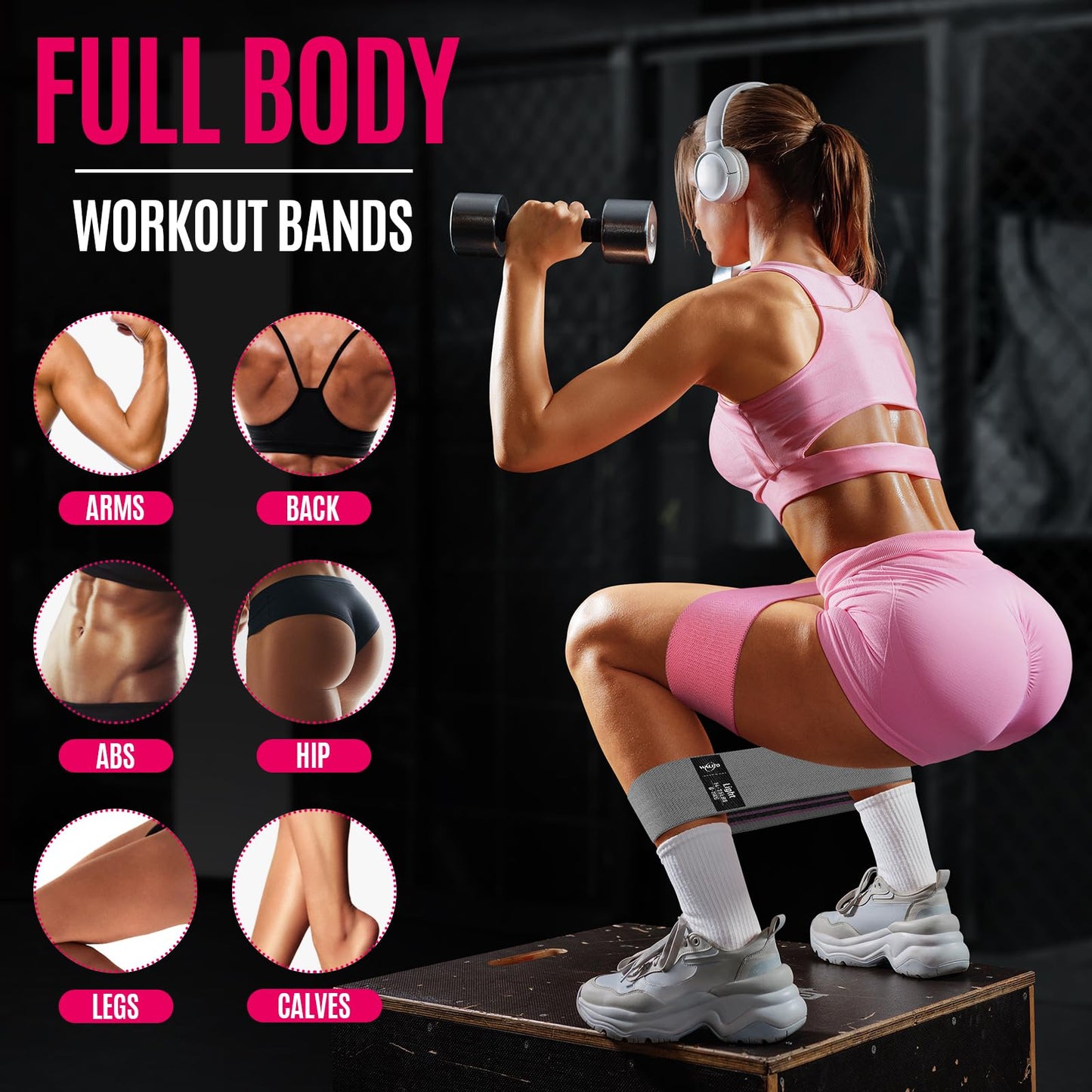 WALITO Resistance Bands for Legs and Butt, Fabric Exercise Loop Bands Yoga, Pilates, Rehab, Fitness and Home Workout, Strength Band for Booty