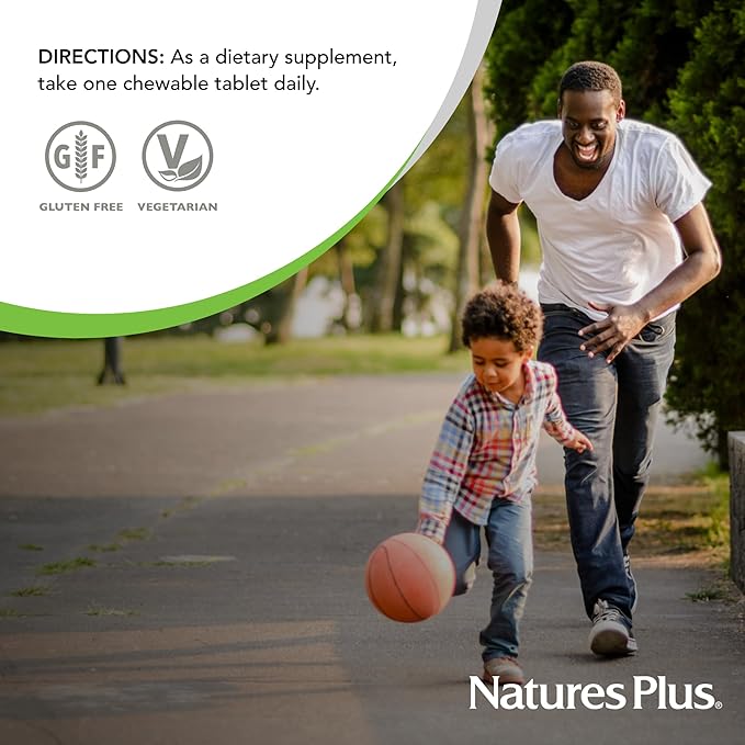 NaturesPlus Vitamin D3 (1000 IU) - 90 Chewable Tablets, Maui Berry Burst Flavor - Vegetarian, Gluten Free - 90 Servings