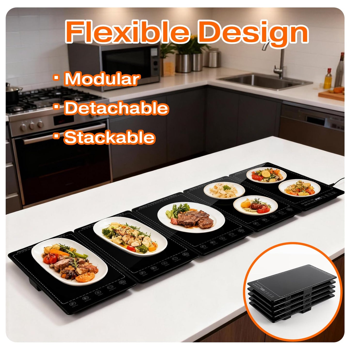 Electric Warming Tray,41"x 15" Food Warmer for Parties Buffet with 10 Temp-Settings, 5-in-1 Warming Mat for Food Built-in Thermostat and Surface Heating, Warming Tray for Parties Buffet,Gatherings