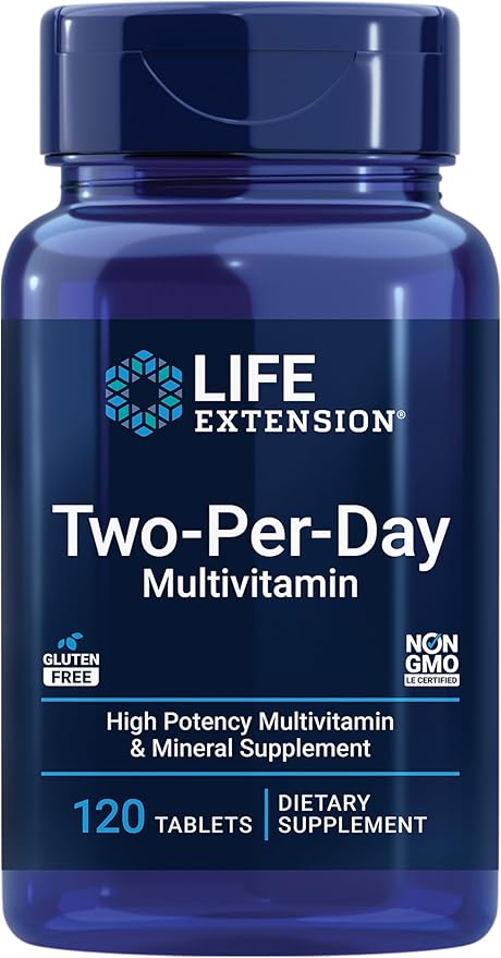 Life Extension Super Ubiquinol CoQ10 100mg 30 Softgels Cellular Energy Support Bundle with Two-Per-Day High Potency 120 Tablet Multivitamin
