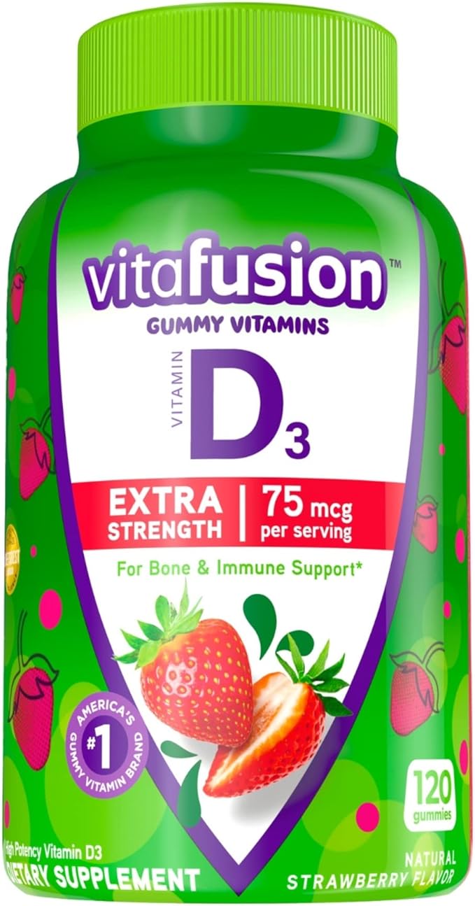 Vitafusion Extra Strength Vitamin D3 Gummy & Power C Vitamin C Gummies for Immune Support, Orange Flavored, 282 mg Vitamin C, America’s Number 1 Gummy Vitamin Brand, 50 Day Supply, 150 Count