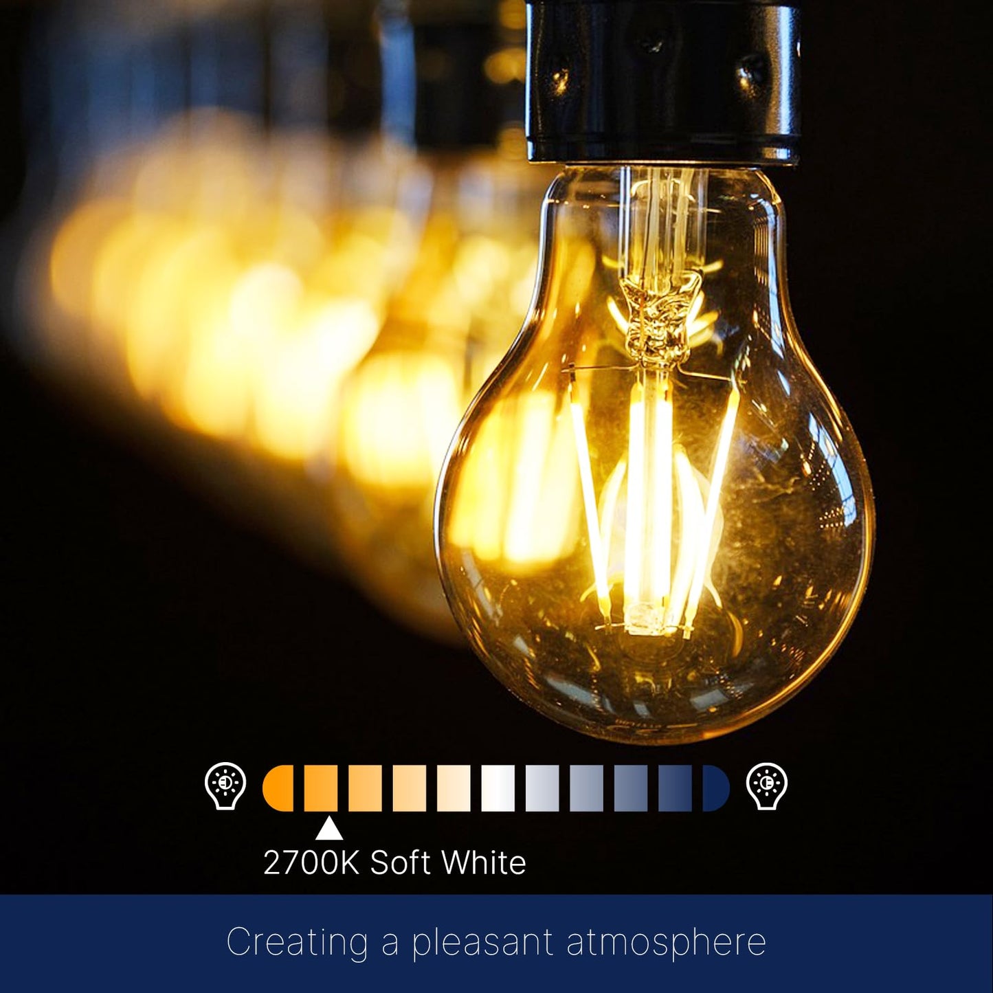 FLSNT 60W Equivalent Dimmable A19 LED Light Bulbs, Efficient 7W, 800Lumens, 2700K Soft White, CRI82, E26 Standard Base, 15000 Hours, LED Filament Light Bulbs, Clear Glass, 4 Pack