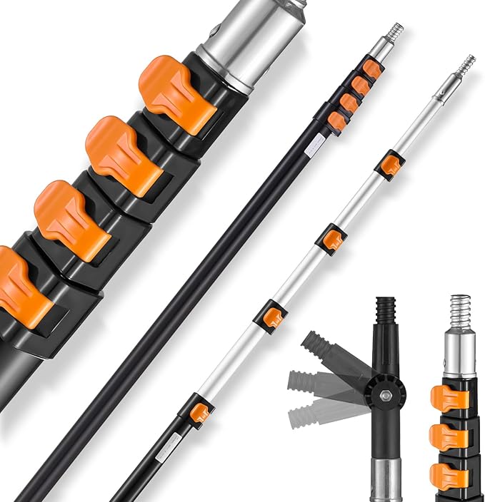 VEVOR Telescopic Extension Pole, 7-30 FT Multi-Purpose Extension Pole, Sturdy Aluminum Alloy Paint Extendable Pole with Fl...