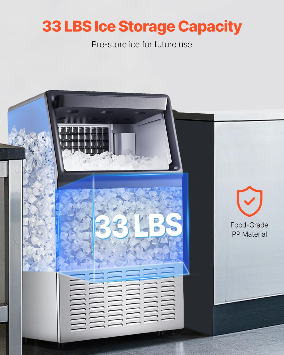 VEVOR Freestanding Ice Maker Machine for Bar Office Restaurant (160lbs/24H)