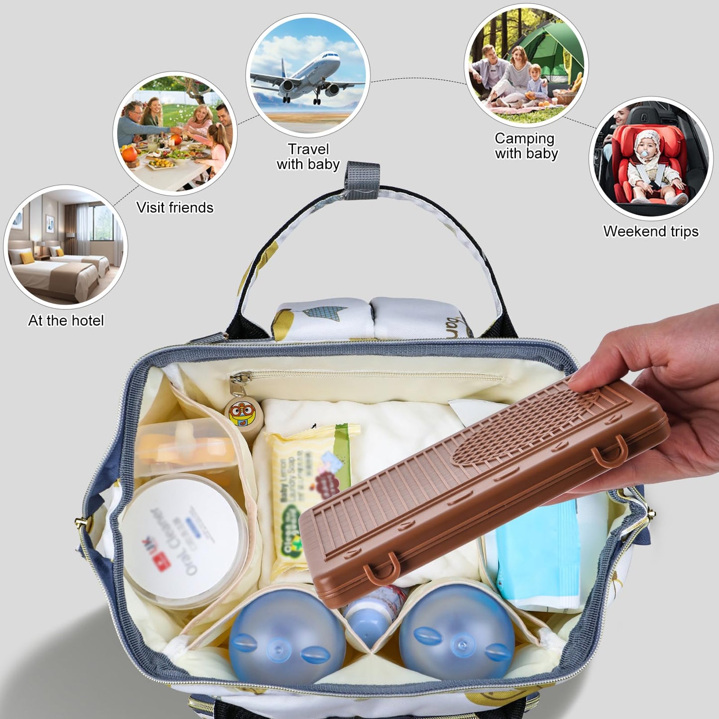 DIJIAMEIYA Baby Bottle Drying Rack，Travel Baby Bottle Drying Rack Set, Cleaner Kit with Silicone Bottle Brush,Straw Brush, Suitable for Home use or Traveling with Babies (Coffee Color)