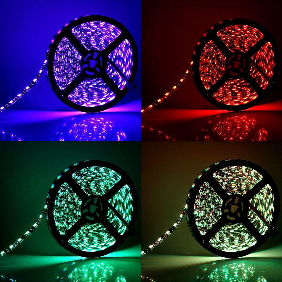 Supernight Led Strip Lights  16.4Ft 5M Smd 5050 Waterproof 300Leds Rgb Color Changing Flexible Led Light Strip For Bedroom  Tv Back Lighting  Christmas  ValentineS Day (Black Pcb) 2 Pcs