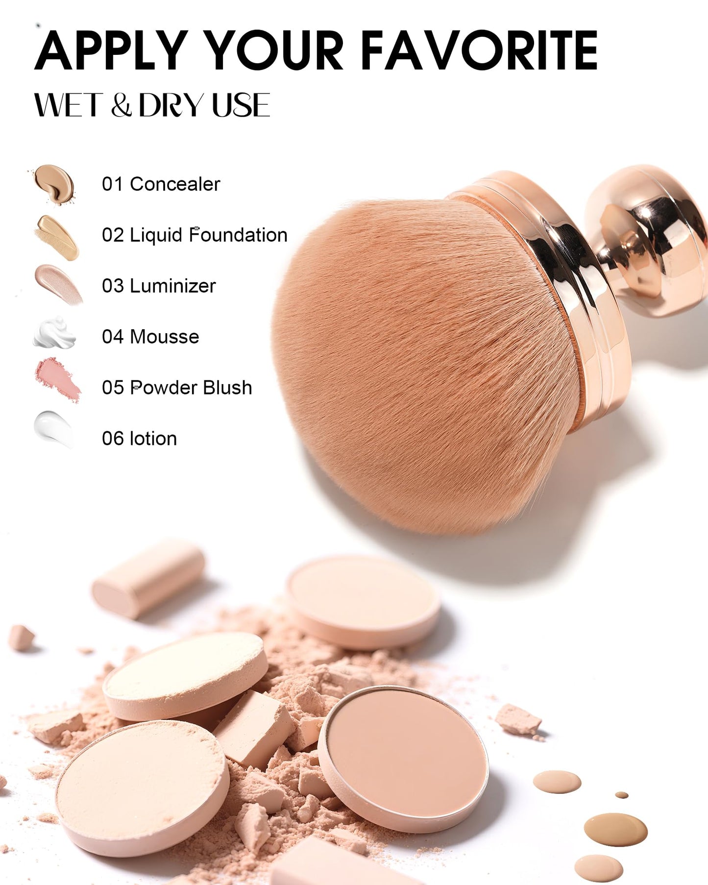 Blend & Blur Extra Large Body Makeup Brush for Self Tanner Tanning Lotion Sunscreen Applicator for Back Leg Makeup, Kabuki Found