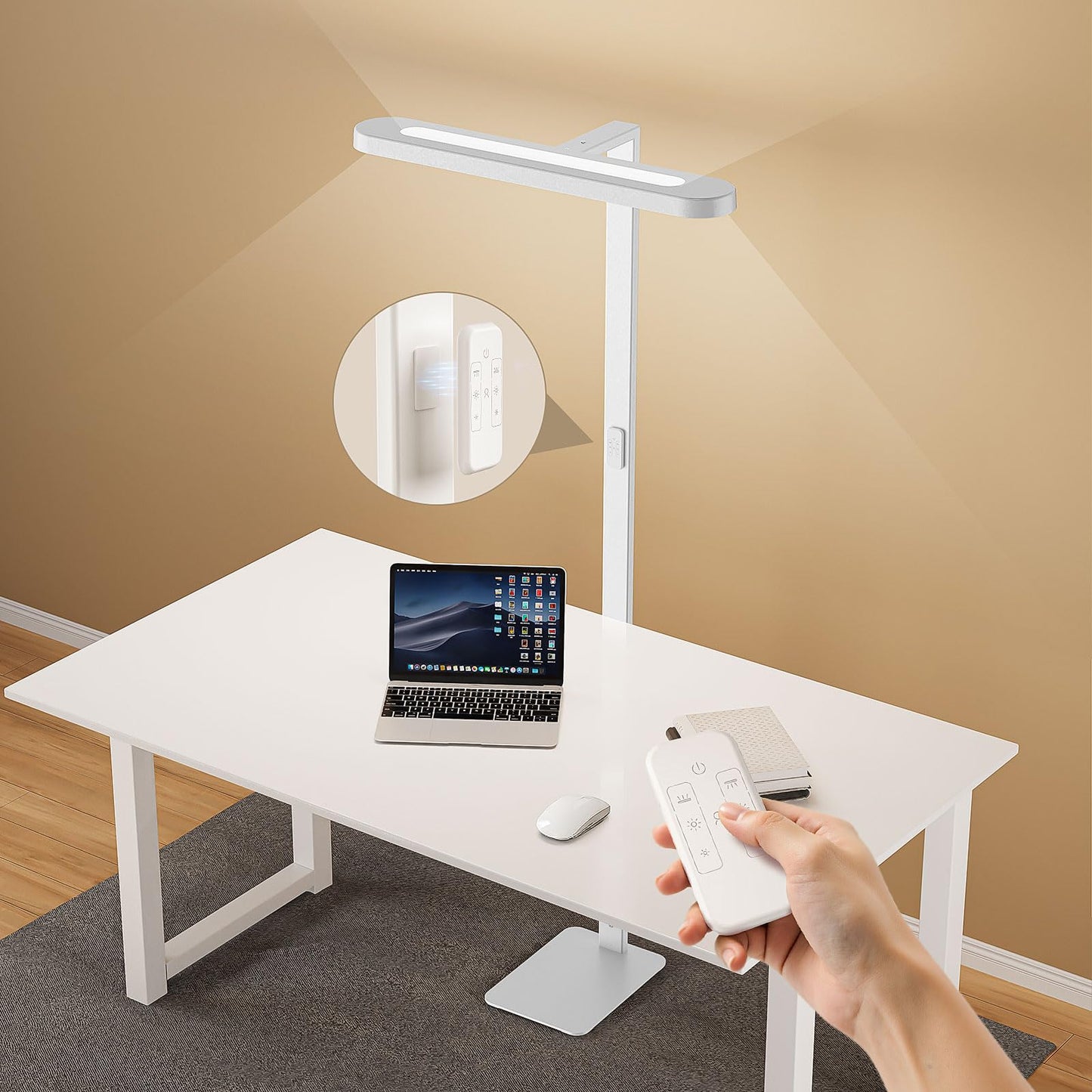 LASTAR Floor Lamp, 70in  LED Reading Lamp, 7 Brightness Levels, 4000K, 9000LM, White, Model SL015