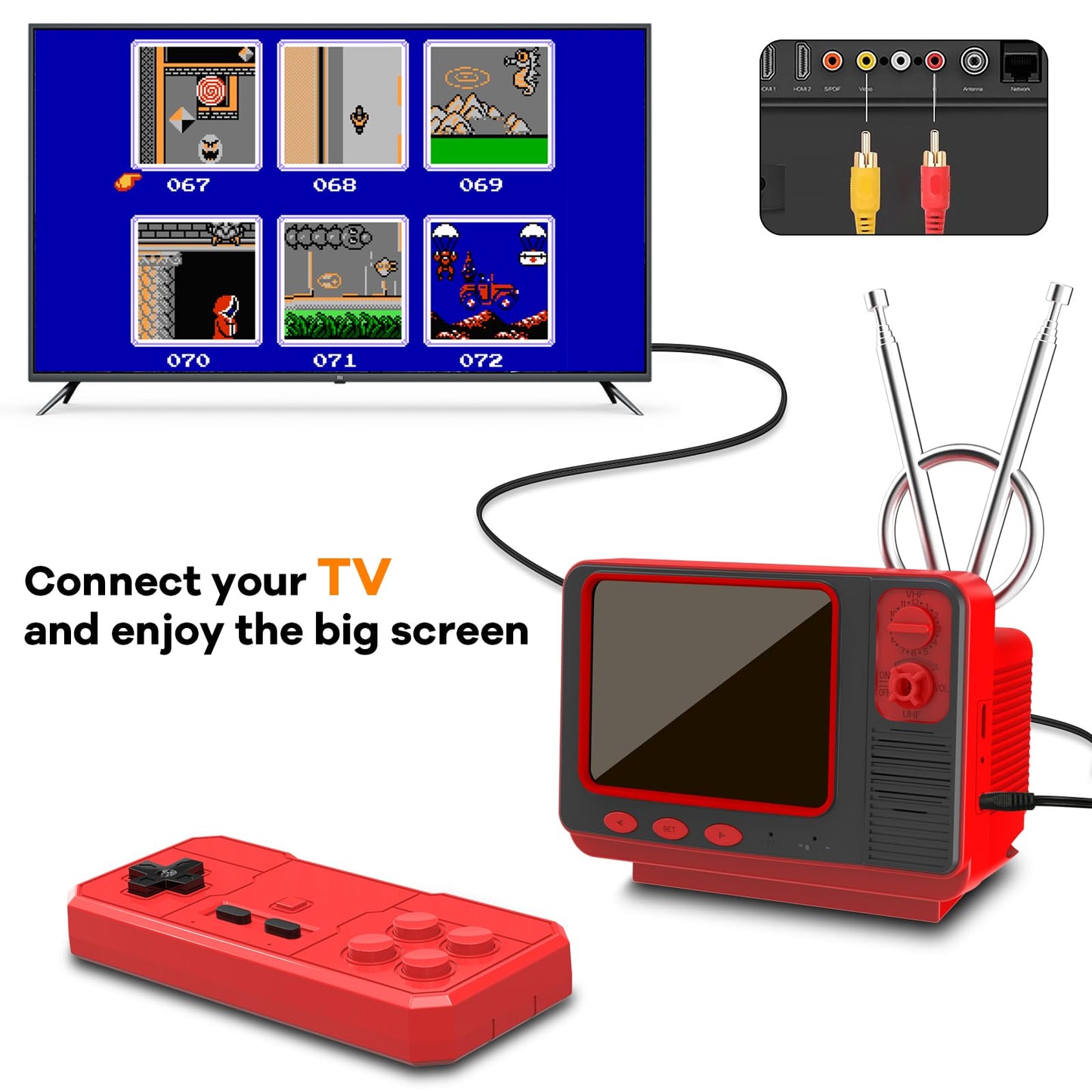 Handheld Game for Kids -Preloaded 168 Retro Video Games, Portable Gaming Player Support Two Players 3.0" LCD Screen, Mini TV Electronic Toy Gifts for Boys Girls