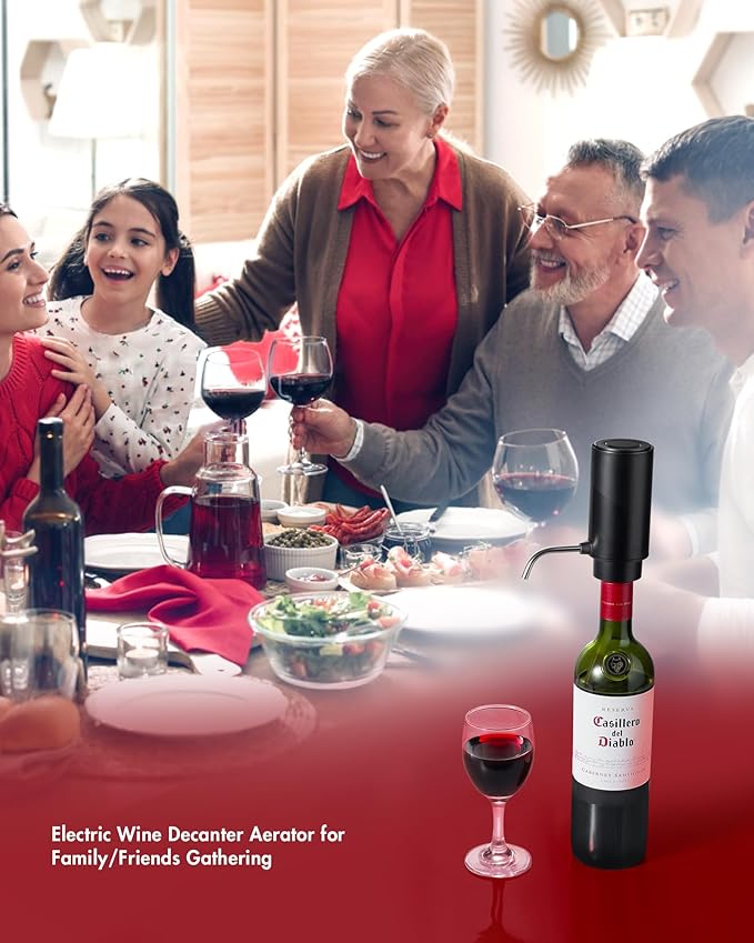Electric Wine Decanter Aerator Dispenser: Automatic Whisky Bottle Dispenser - One Button Smart Drink Decanter with USB Rechargeable - Wine Air Aerator Pourer Spout for Lovers