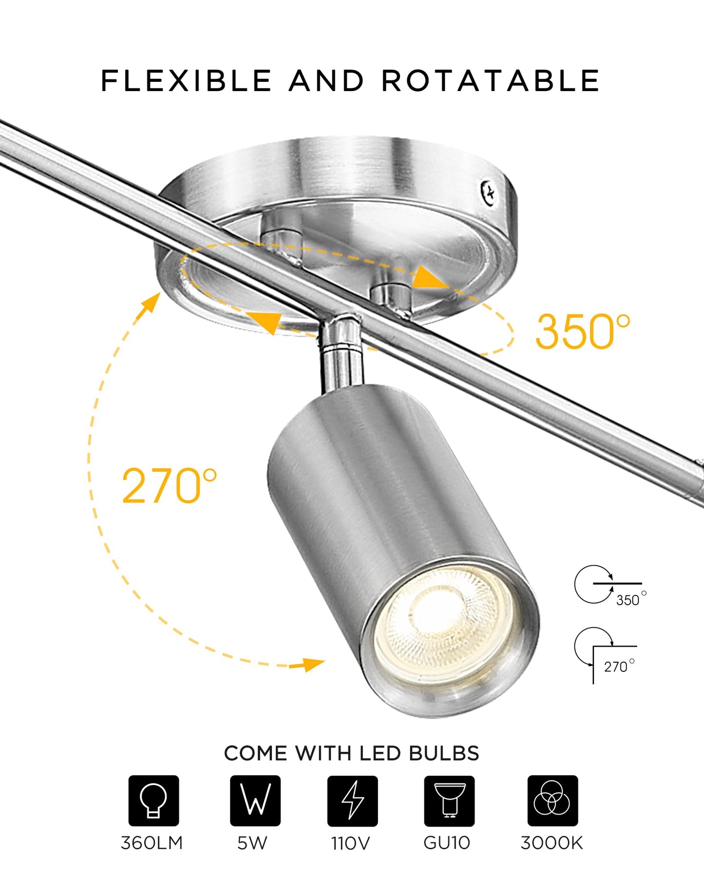 Femila Track Lighting Fixtures Ceiling  43 Kitchen Track Lighting  3000K Led Bulbs Included  350 Rotatable  4Fs84Tl-5 Bn