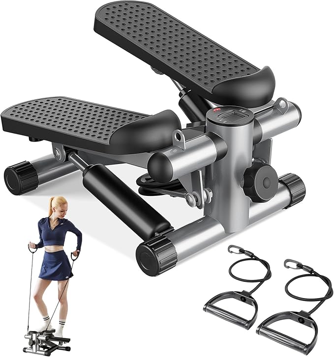 Sweetcrispy Mini Stair Steppers with Resistance Bands for Exercise at Home, Portable Exercise Twist Stepper Machine for Fu...