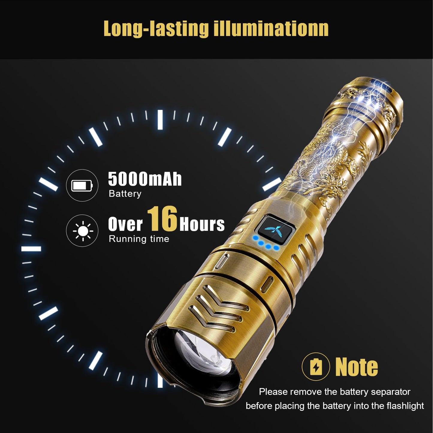 Skyfire Led Flashlights High Lumens With Ignition Lens 3000Lm Rechargeable Super Bright Flashlight Zoomable Four Modes Waterproof Tactical Flash Light For Camping Essentials Outdoor Home&Gifts-Gold