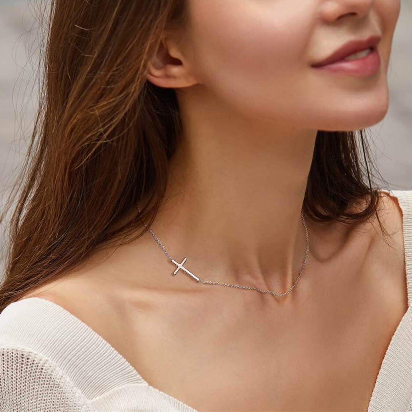 XOYOYZU Tiny Cross Pendant Necklace for Women Simple Cross Necklaces Mothers Day Birthday Gifts for Women (Choker cross)