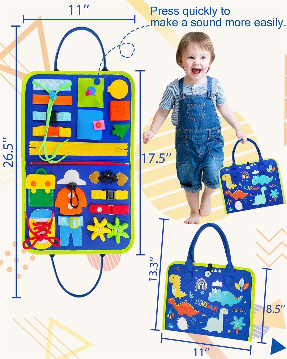 Exorany Busy Board Montessori Toys for Toddler Boys & Girls Birthday Gifts, Sensory Toys for Toddlers, Educational Travel Preschool Toddler Activities Learning Fine Motor Skills