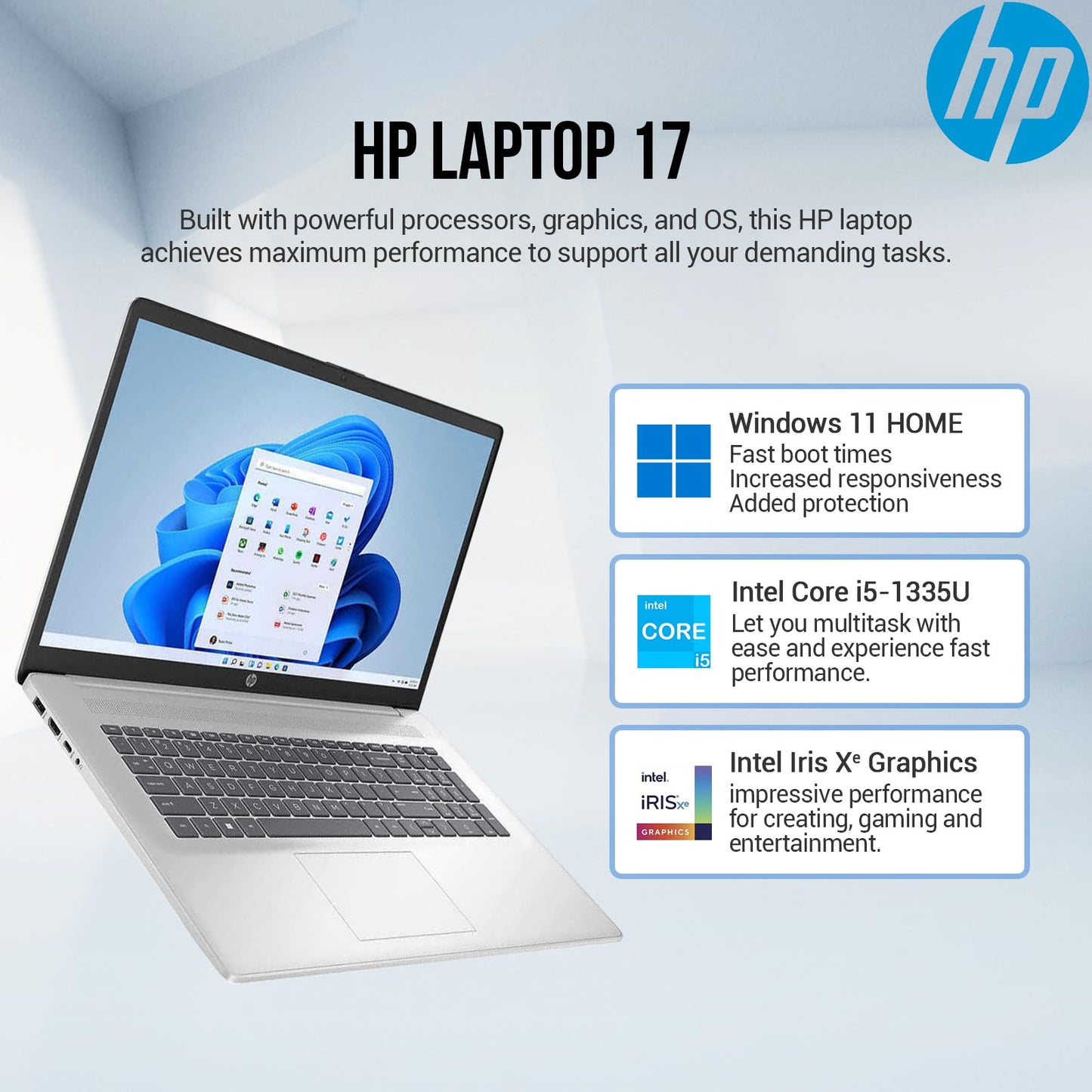 Hp 17 Inch Laptop Computer, 17.3 Laptop Pc Fhd Ips Screen, Intel Core I5(10-Core), Lifetime Microsoft Office Included, 64Gb Ram