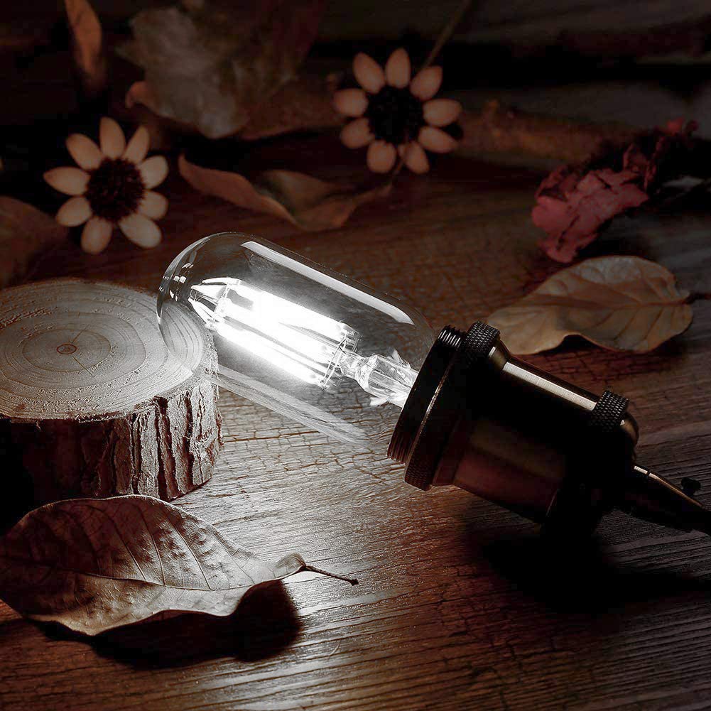 yfxrlight Dimmable Vintage Edison Bulb T45, 6W LED, E26 Medium Base, 4000K Daylight White, Pack of 6, Glass