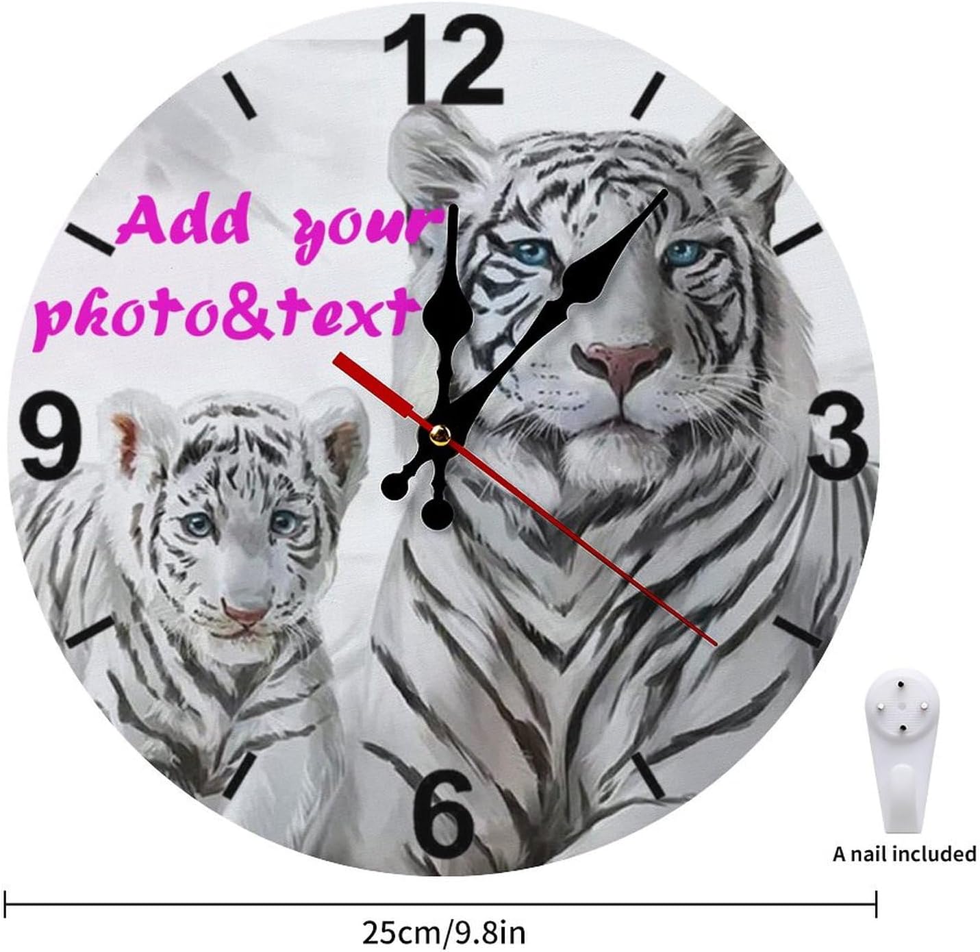 Custom Wall Clock,Personalized Wood Clock add Your Photo/Text,Customizable Silent Round Decoration for Kitchen Bathroom 10inch1 style3