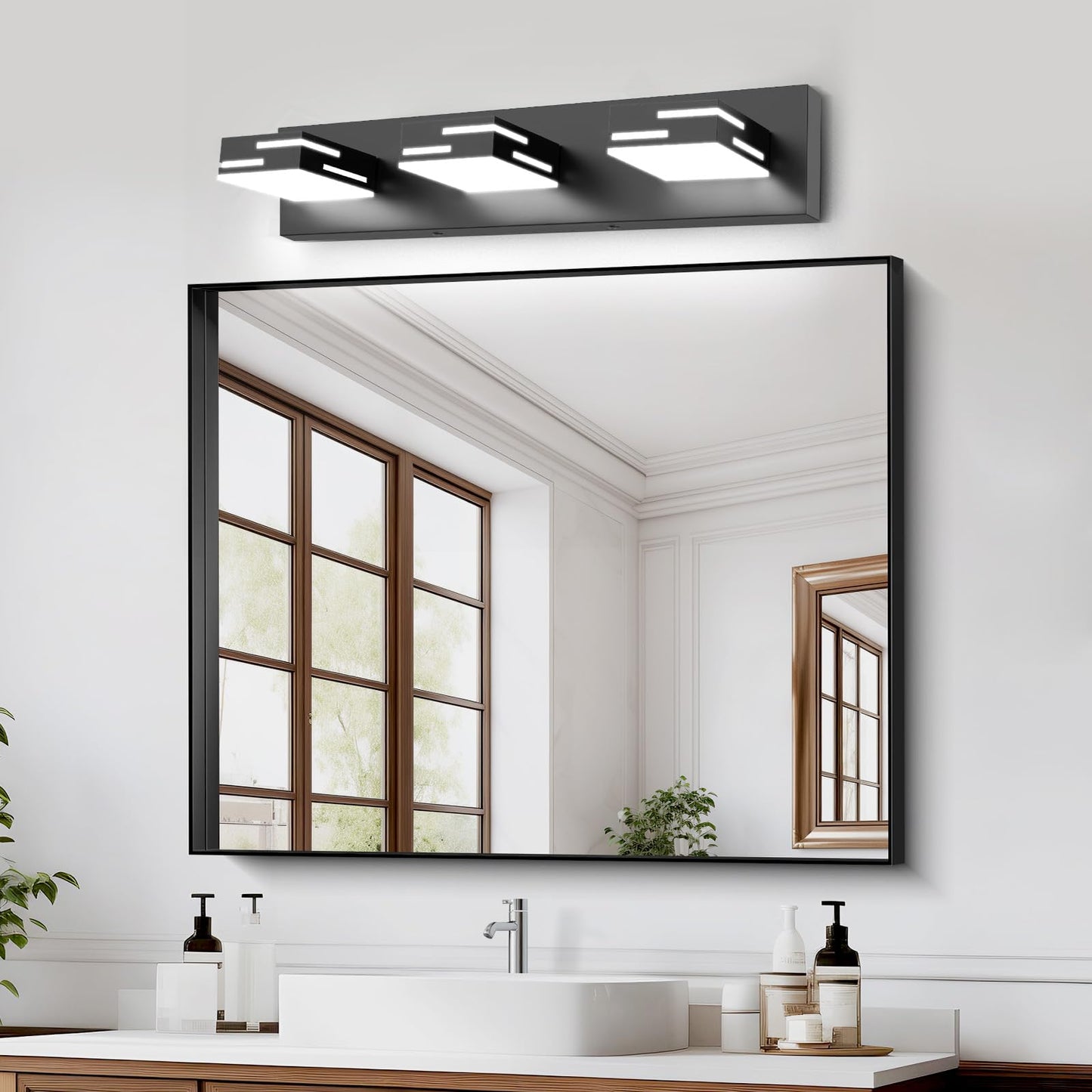 Izorro Modern Led Bathroom Vanity Light Fixtures (24-Inch  3-Light 5Cct Dimmable)  Matte Black Vanity Lights For Bathroom Lighting Fixtures Over Mirror With Rotatable