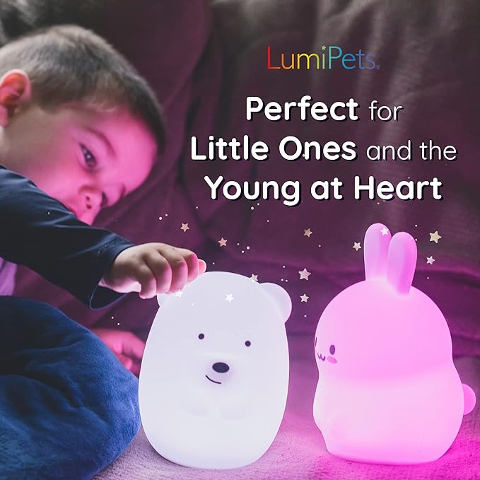 Lumipets Remote Control Silicone Night Light for Kids - Unicorn Design with 9 Soft Colors & Sleep Timer - Rechargeable, Battery-Operated Lamp for Bedroom | Baby Nursery, Toddler, Girls, Boys