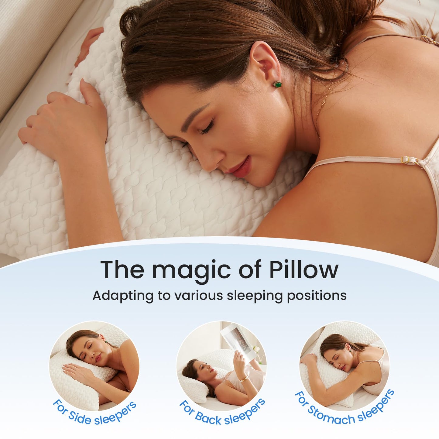 TWK Original Adjustable Bed Pillow for Sleeping, Good for Side, Back & Stomach Sleeper with Washable Removable Cover, Additional Foam Fill Included (White, Queen(1 Pack)-20.5"*30.5")