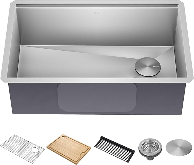 Kraus KWU110-30 Kore Kitchen Single Bowl, 30 Inch, 30"- Workstation Sink