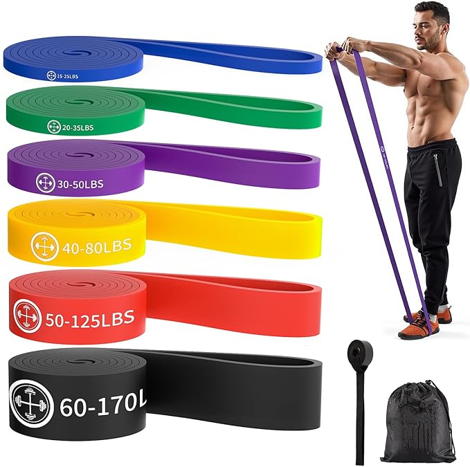 Exercise Bands，Set of 6 Resistance Bands for Working Out,Pull Up Bands Set,at Home Workout Equipment,Workout Bands for Men...