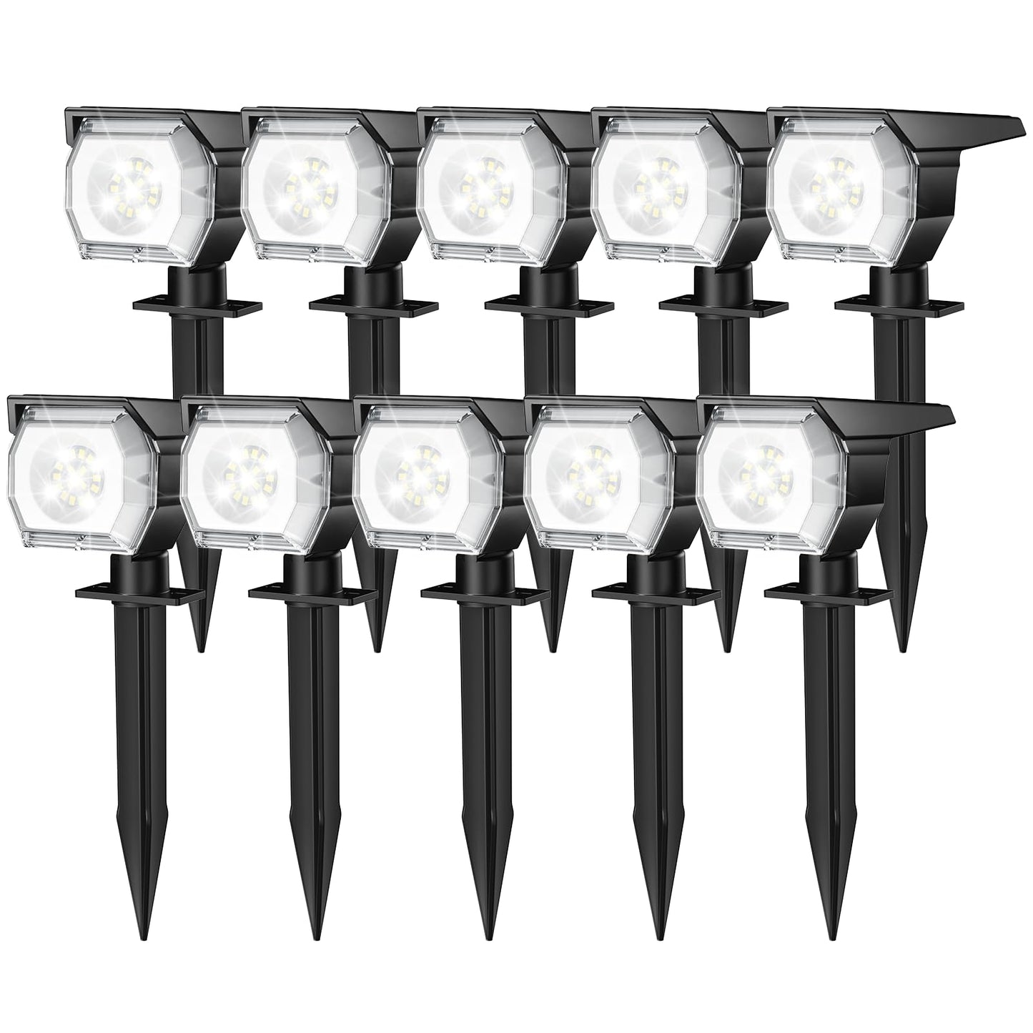 EIUIO Solar Spot Lights Outdoor, 3 Lighting Modes, 10in Cool White, Waterproof Landscape Lighting, Model CDD-4